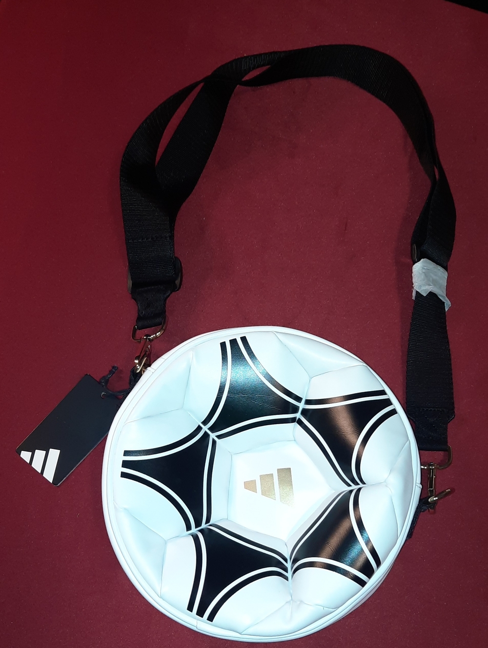 adidas White & Black Soccer Ball Crossbody Purse